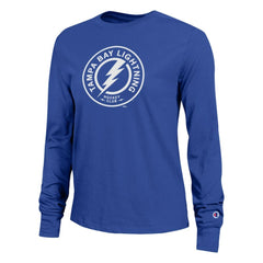 Tampa Bay Lightning Champion Women's Wordmark Lockup Long Sleeve T-Shirt Royal