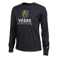 Vegas Golden Knights Champion Women's Wordmark Lockup Long Sleeve T-Shirt Black
