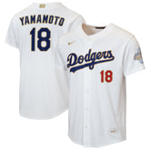 Yoshinobu Yamamoto Los Angeles Dodgers Youth 2026 Gold Collection Home Replica Jersey - White