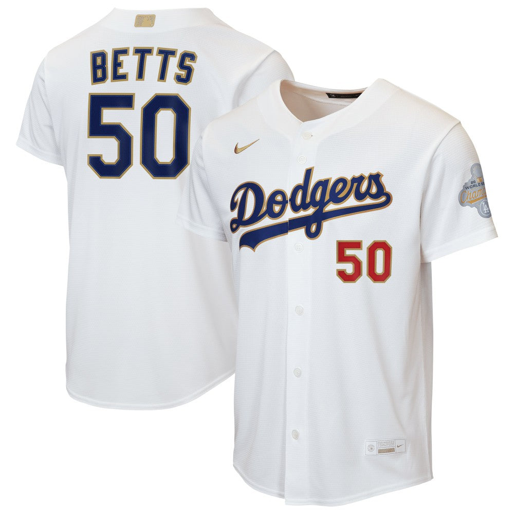 Mookie Betts Los Angeles Dodgers Youth 2026 Gold Collection Home Replica Jersey - White