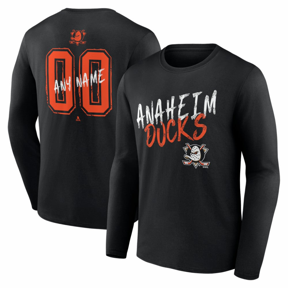 Anaheim Ducks Hustle Personalized Name & Number Long Sleeve T-Shirt Black