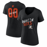 Anaheim Ducks Women's Hustle Personalized Name & Number V-Neck T-Shirt Black
