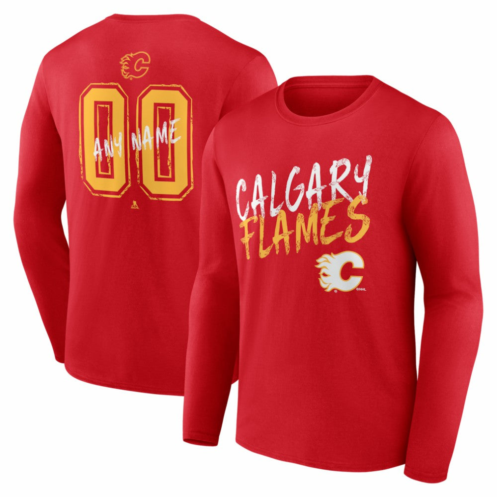 Calgary Flames Hustle Personalized Name & Number Long Sleeve T-Shirt Red