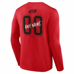 Carolina Hurricanes Hustle Personalized Name & Number Long Sleeve T-Shirt Red
