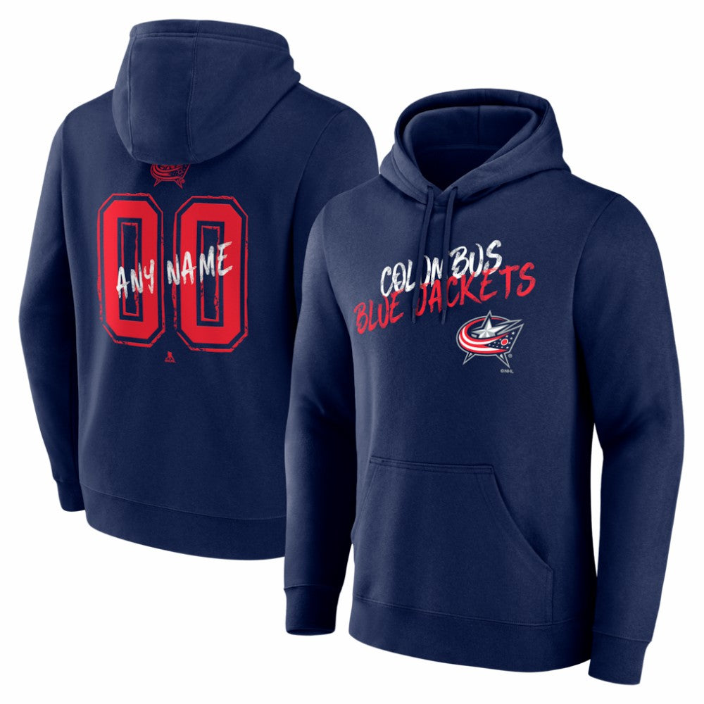 Columbus Blue Jackets Hustle Personalized Name & Number Hoodie Navy