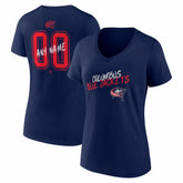 Columbus Blue Jackets Women's Hustle Personalized Name & Number V-Neck T-Shirt Navy