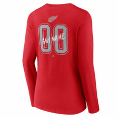 Detroit Red Wings Women's Hustle Personalized Name & Number Long Sleeve V-Neck T-Shirt Red