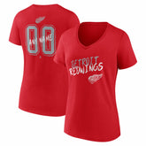 Detroit Red Wings Women's Hustle Personalized Name & Number V-Neck T-Shirt Red