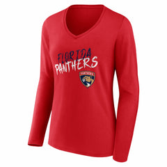 Florida Panthers Women's Hustle Personalized Name & Number Long Sleeve V-Neck T-Shirt Red