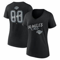 Los Angeles Kings Women's Hustle Personalized Name & Number V-Neck T-Shirt Black