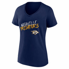 Nashville Predators Women's Hustle Personalized Name & Number V-Neck T-Shirt Navy