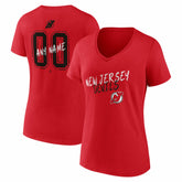 New Jersey Devils Women's Hustle Personalized Name & Number V-Neck T-Shirt Red