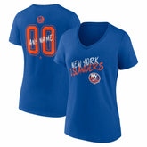 New York Islanders Women's Hustle Personalized Name & Number V-Neck T-Shirt Royal