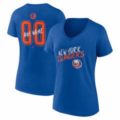New York Islanders Women's Hustle Personalized Name & Number V-Neck T-Shirt Royal