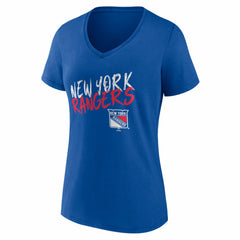 New York Rangers Women's Hustle Personalized Name & Number V-Neck T-Shirt Blue