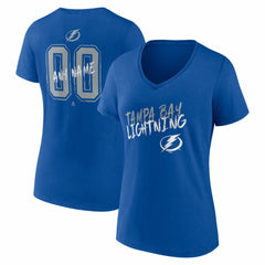 Tampa Bay Lightning Women's Hustle Personalized Name & Number V-Neck T-Shirt Blue