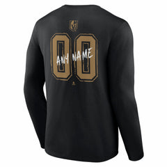 Vegas Golden Knights Hustle Personalized Name & Number Long Sleeve T-Shirt Black