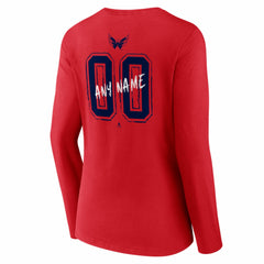 Washington Capitals Women's Hustle Personalized Name & Number Long Sleeve V-Neck T-Shirt Red