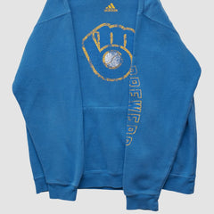 Milwaukee Brewers Adidas 2010s Hooded Pullover Sweatshirt Blue Vintage