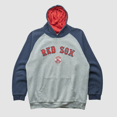 Boston Red Sox Majestic 2000s Hooded Pullover Sweatshirt Heather Gray Vintage