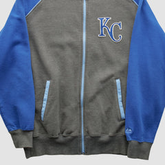 Kansas City Royals Majestic 2000s Full Zip Sweatshirt Dark Heather Gray Vintage