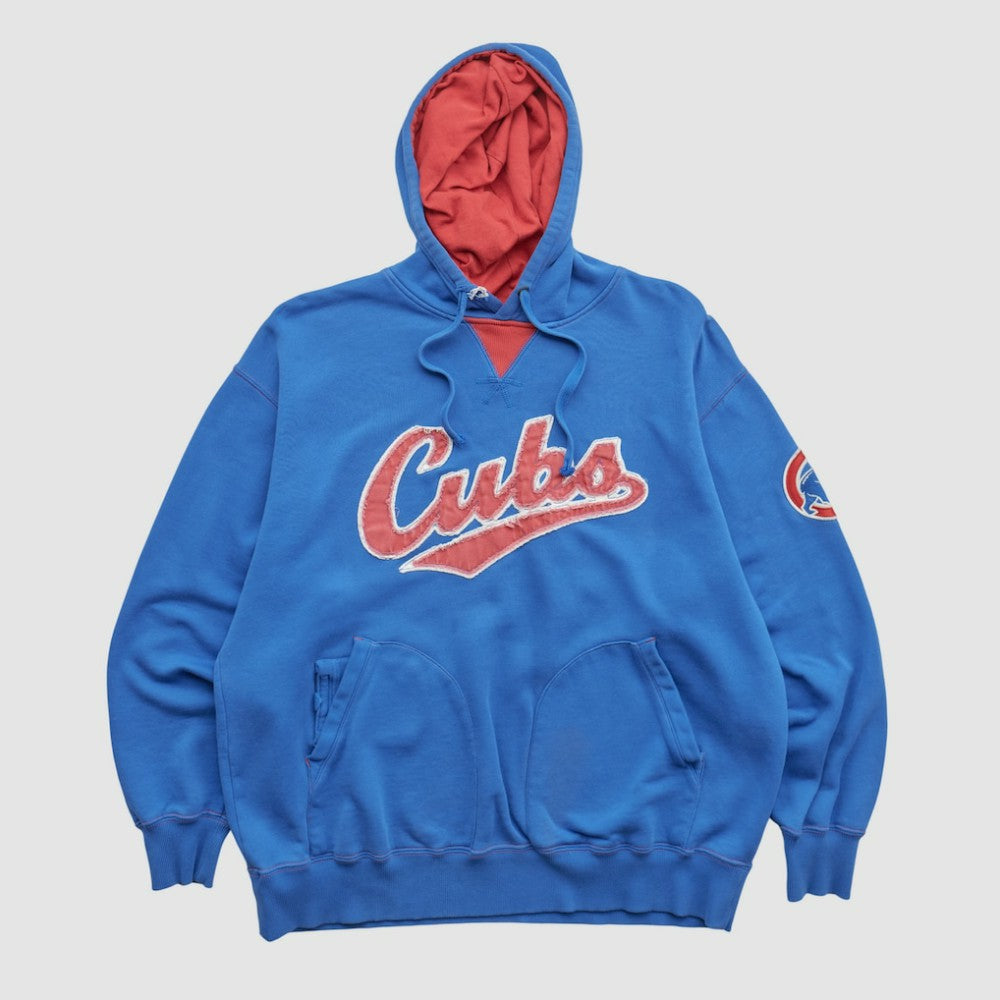 Chicago Cubs Majestic 2000s Hooded Pullover Sweatshirt Blue Vintage
