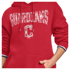 Cleveland Guardians Starter Women's Lace Team Lockup Fleece Hoodie Red