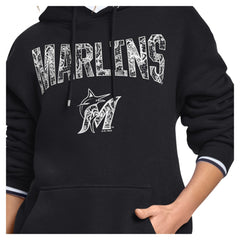 Miami Marlins Starter Women's Lace Team Lockup Fleece Hoodie Black