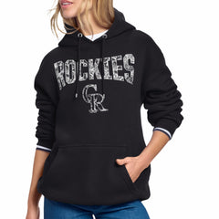 Colorado Rockies Starter Women's Lace Team Lockup Fleece Hoodie Black