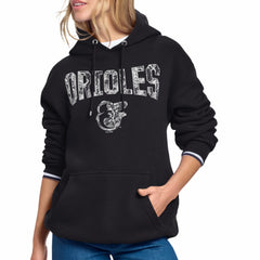 Baltimore Orioles Starter Women's Lace Team Lockup Fleece Hoodie Black