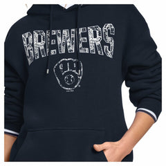 Milwaukee Brewers Starter Women's Lace Team Lockup Fleece Hoodie Navy