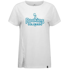 Colorado Rockies Levelwear Women's Blue Haven Influx Cornerstone T-Shirt White