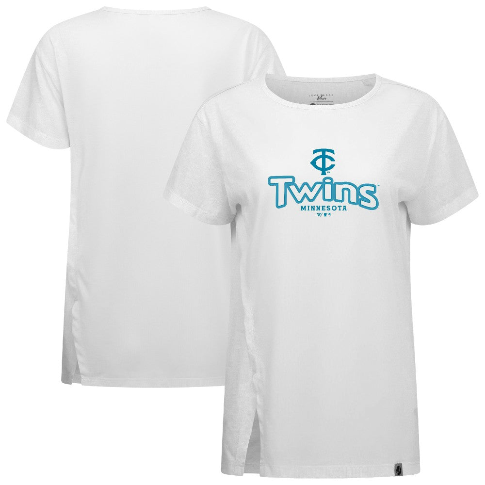 Minnesota Twins Levelwear Women's Blue Haven Influx Cornerstone T-Shirt White