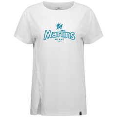 Miami Marlins Levelwear Women's Blue Haven Influx Cornerstone T-Shirt White