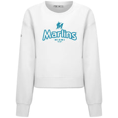 Miami Marlins Levelwear Women's Judd Cornerstone Cropped Sweatshirt White