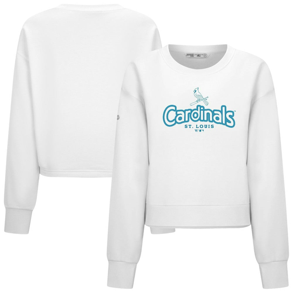 St. Louis Cardinals Levelwear Women's Judd Cornerstone Cropped Sweatshirt White