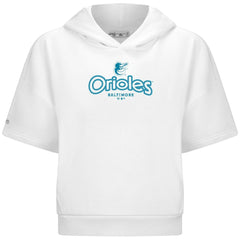 Baltimore Orioles Levelwear Women's Amber Short Sleeve Cornerstone Hoodie White