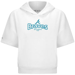 Atlanta Braves Levelwear Women's Amber Short Sleeve Cornerstone Hoodie White