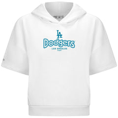Los Angeles Dodgers Levelwear Women's Amber Short Sleeve Cornerstone Hoodie White