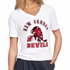 New Jersey Devils Starter Women's Tough Puck T-Shirt White