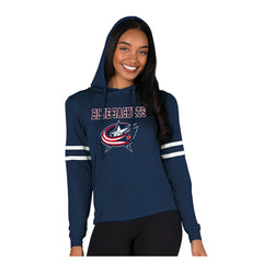 Columbus Blue Jackets Concepts Sport Women's Marathon Long-Sleeve Hooded T-Shirt Navy