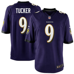 Justin Tucker Baltimore Ravens Youth Game Jersey - Purple