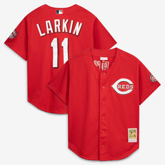 Barry Larkin Cincinnati Reds Throwback Cooperstown Mesh Batting Practice Jersey Red | Mitchell & Ness