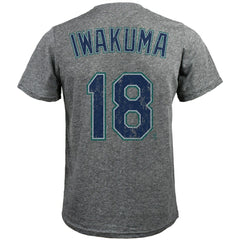 Hisashi Iwakuma Seattle Mariners Majestic Threads Premium Tri-Blend Name & Number T-Shirt Gray