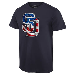 San Diego Padres Memorial Day Banner Wave Logo T-Shirt Navy