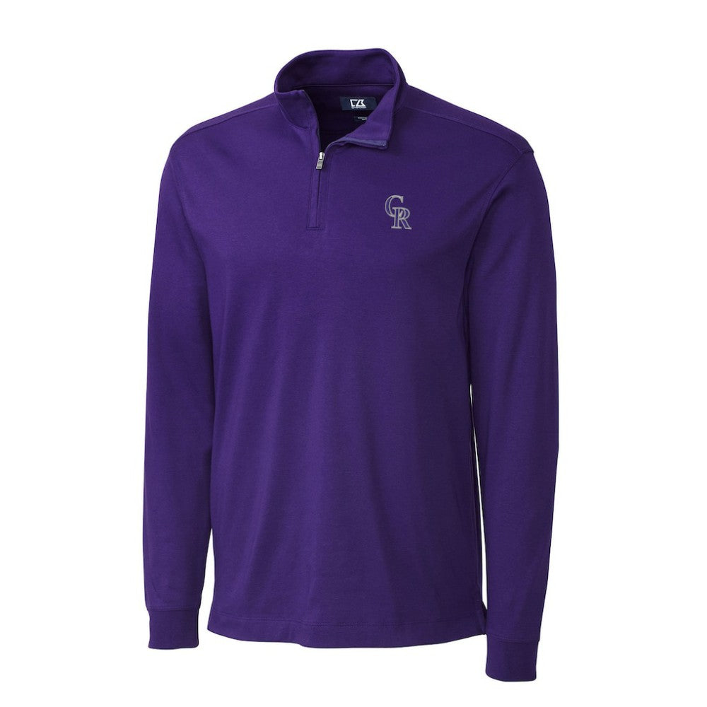 Colorado Rockies Cutter & Buck Belfair Half-Zip Pullover Jacket Purple