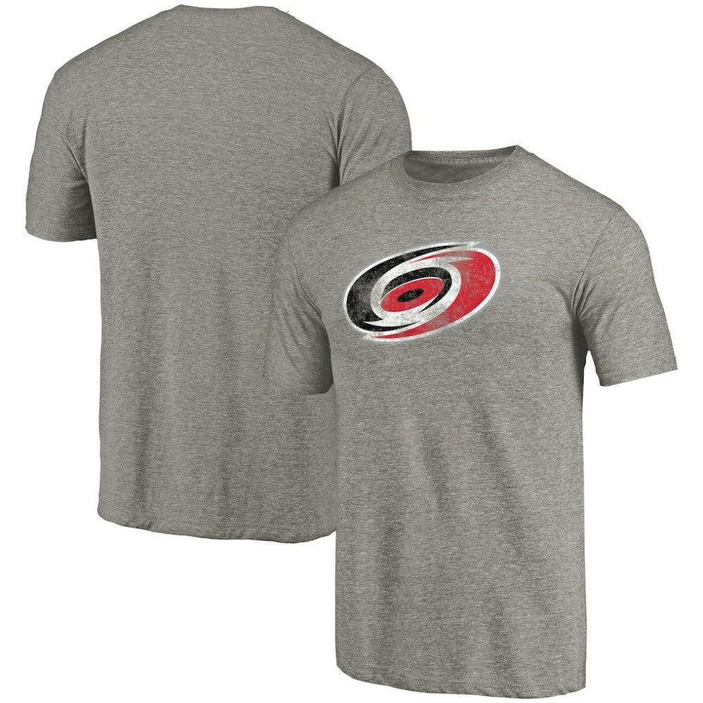 Carolina Hurricanes Distressed Team Logo Tri-Blend T-Shirt Ash