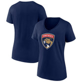 Florida Panthers Women's Primary Logo V-Neck T-Shirt Navy