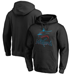 Miami Marlins Official Logo Fitted Pullover Hoodie Black