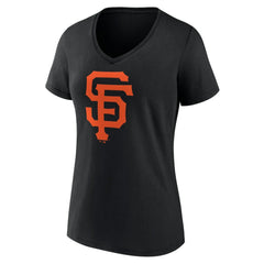San Francisco Giants Women's Team Color Primary Logo V-Neck T-Shirt Black